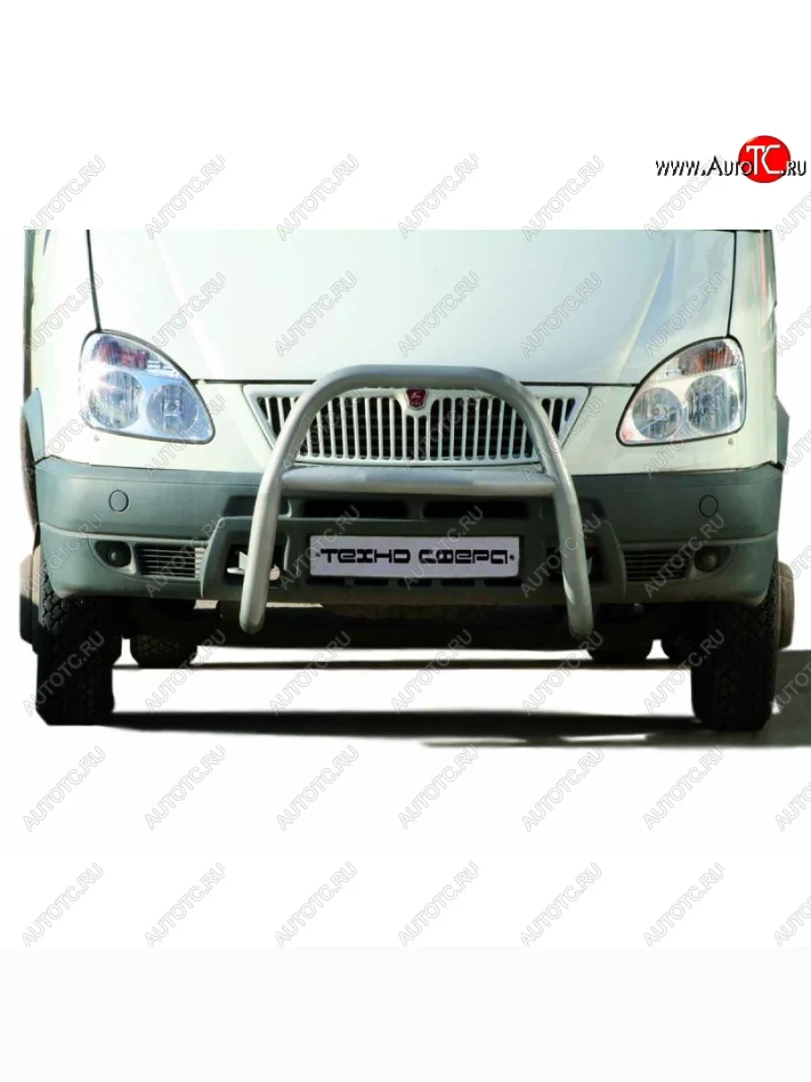 Защита переднего бампера ТехноСфера (Техно Сфера) (высокая, Сталь с покрытием) ГАЗ ГАЗель 2705,Бизнес 2-ой рестайлинг цельнометаллический фургон (2010-2025) (цвет: Серебристый)  в Перми Пермском крае