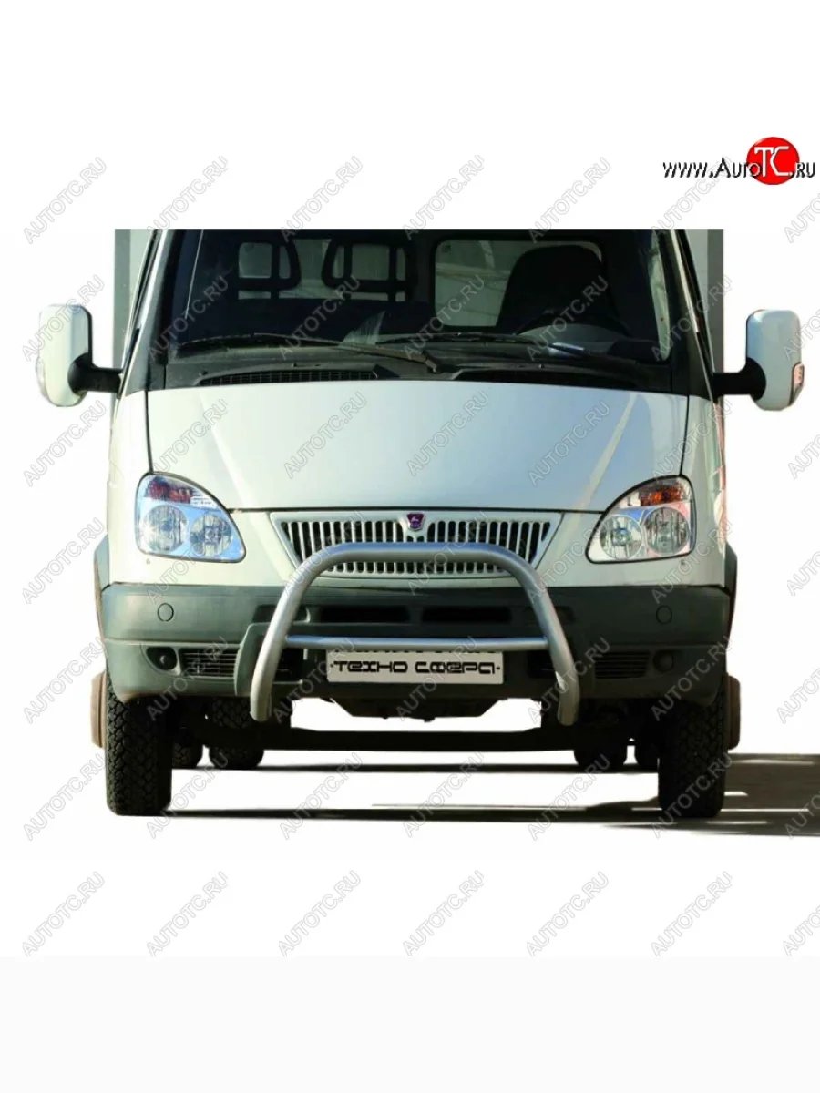 Защита переднего бампера ТехноСфера (Техно Сфера) (низкая, Сталь с покрытием) ГАЗ ГАЗель 3221,Бизнес 2-ой рестайлинг автобус (2010-2025) (цвет: Серебристый)  в Керчи Республика Крым
