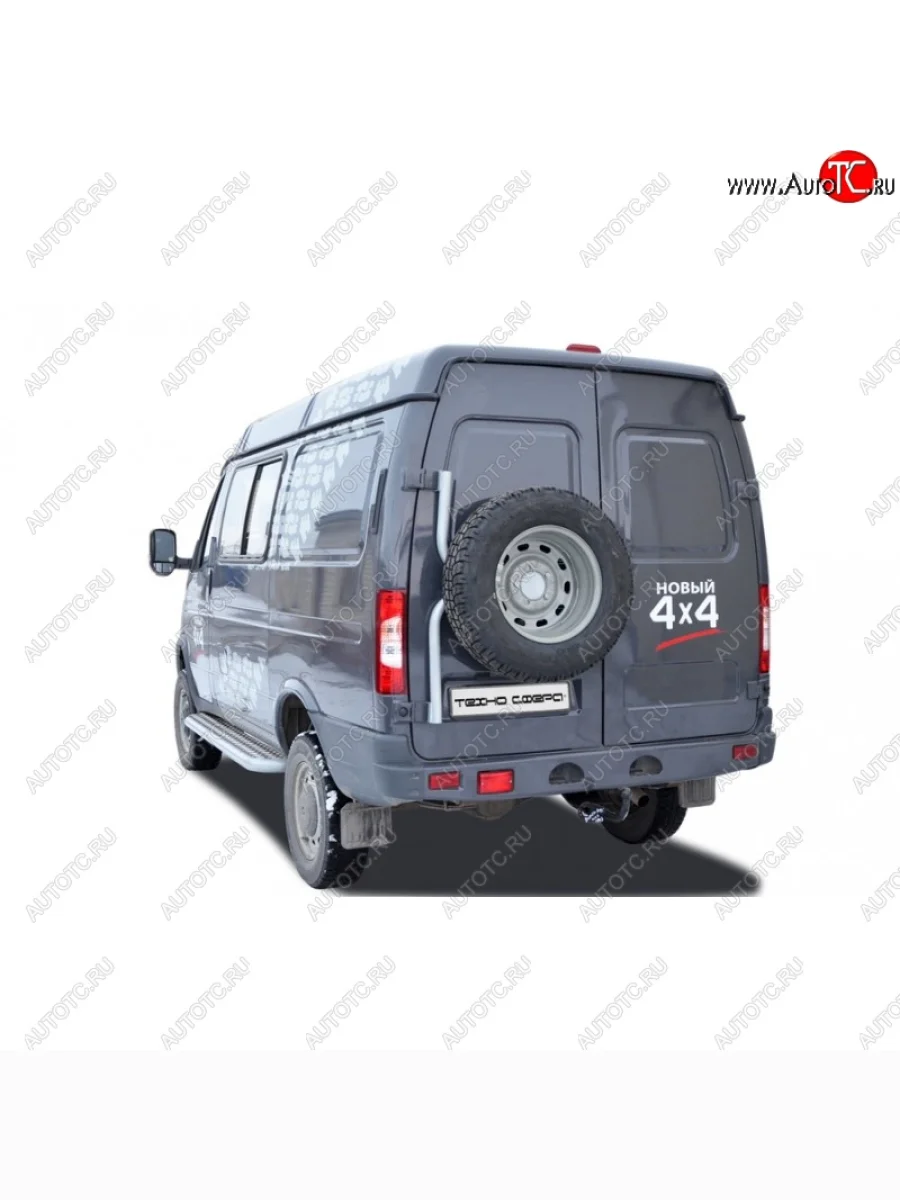 Кронштейн запасного колеса ТехноСфера (Техно Сфера) ГАЗ Соболь 2217 Бизнес автобус 2-ой рестайлинг автобус (2010-2025) (Под старые петли, цвет: Серебристый)  в Перми Пермском крае