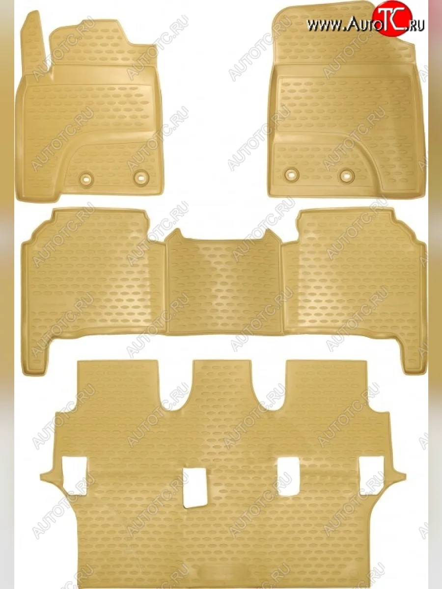 Комплект ковриков в салон Element (4 шт, полиуретан, бежевые) Toyota Land Cruiser 200 1-ый рестайлинг (2012-2015)  в Самаре Самарской области