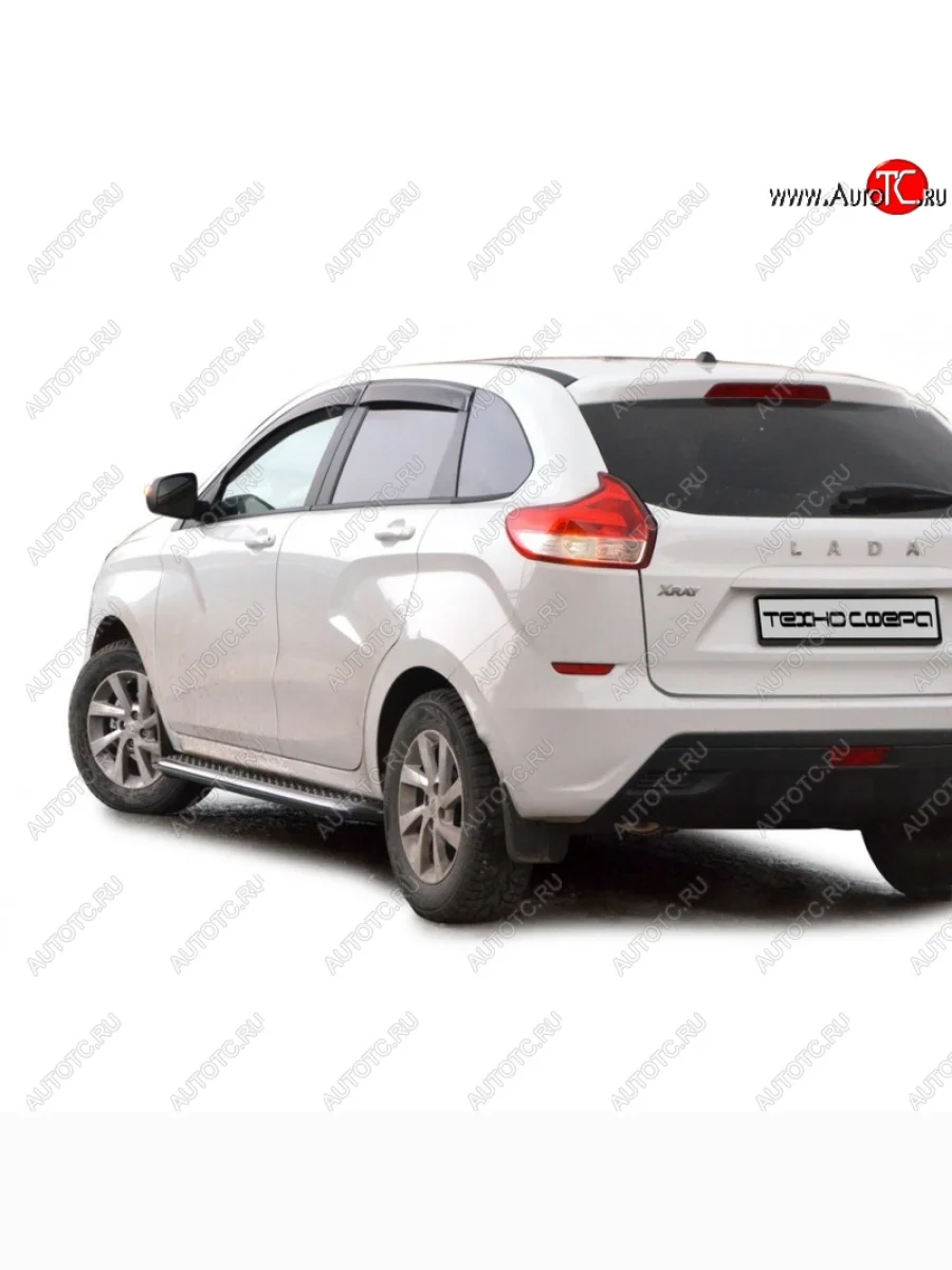 Защита порогов ТехноСфера (Техно Сфера) Эксклюзив ( с полимерным покрытием , с алюминиевым листом с резинкой, d51 mm) Лада ВАЗ XRAY (2016-2022) (цвет: Серебристый)  с доставкой в г. Пермь