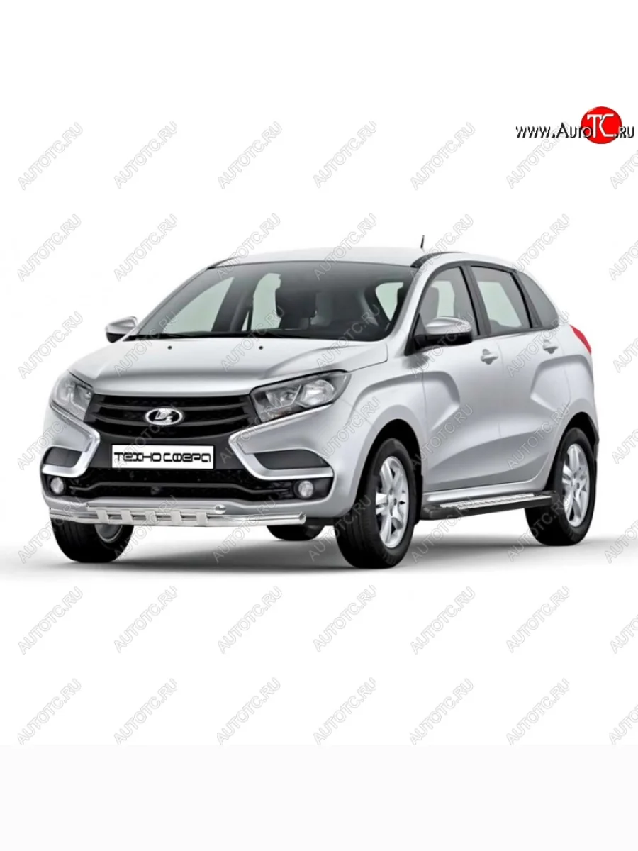 Защита переднего бампера ТехноСфера (Техно Сфера) (двойная, нержавейка, d51 mm) Лада ВАЗ XRAY (2016-2022)  в Самаре Самарской области