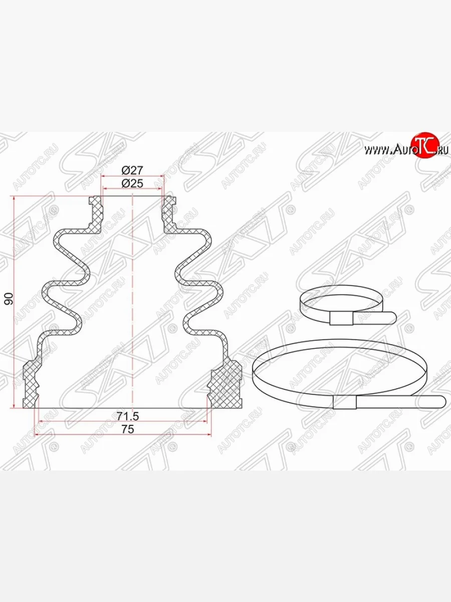 Пыльник ШРУСа (внутренний) SAT Toyota Camry V30 (1990-1994)  в Самаре Самарской области