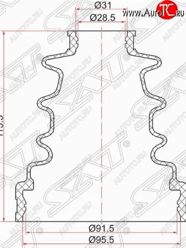 Пыльник ШРУСа (наружный) SAT Toyota Hiace  H100 (1989-2004) минивэн дорестайлинг (Япония), минивэн 1-ый рестайлинг (Япония), минивэн (Япония)  2-ой рестайлинг