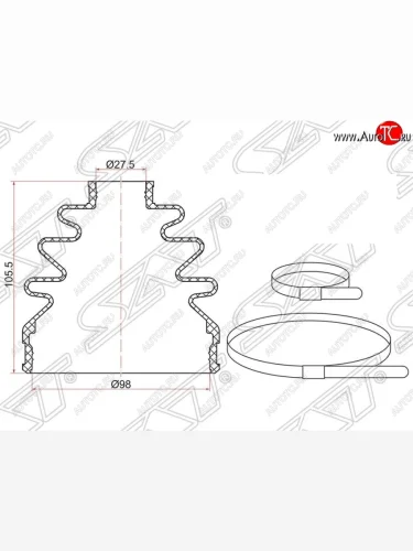 Пыльник ШРУСа (наружный) SAT Toyota RAV4 XA10 3 дв. дорестайлинг (1994-1997)