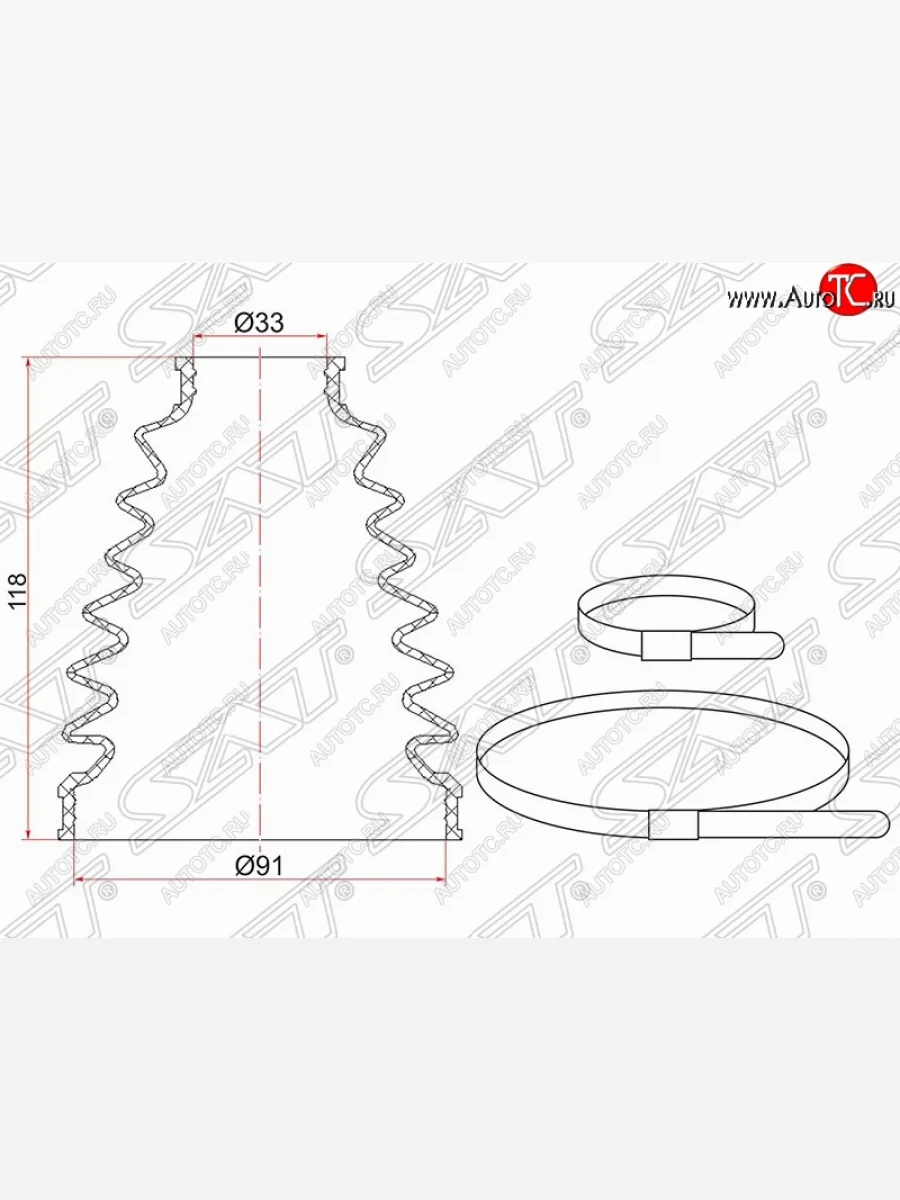 Пыльник ШРУСа (наружный) SAT  Toyota Land Cruiser Prado (2002-2009) J120  в Керчи Республика Крым