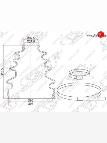 Пыльник ШРУСа (наружный) SAT Toyota Land Cruiser 10 100 1-ый рестайлинг (2002-2005)