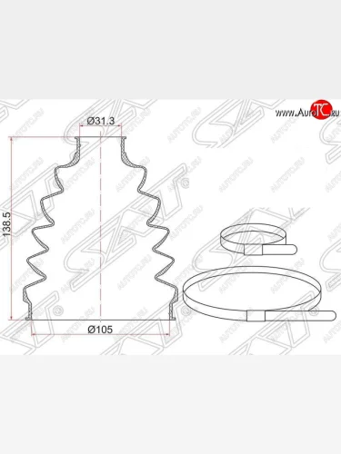 Пыльник ШРУСа (наружный) SAT Toyota Land Cruiser 10 100 1-ый рестайлинг (2002-2005)