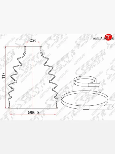 Пыльник ШРУСа (наружный/передний) SAT Toyota Avensis ( T250 седан,  T250 универсал) (2003-2008) дорестайлинг, рестайлинг