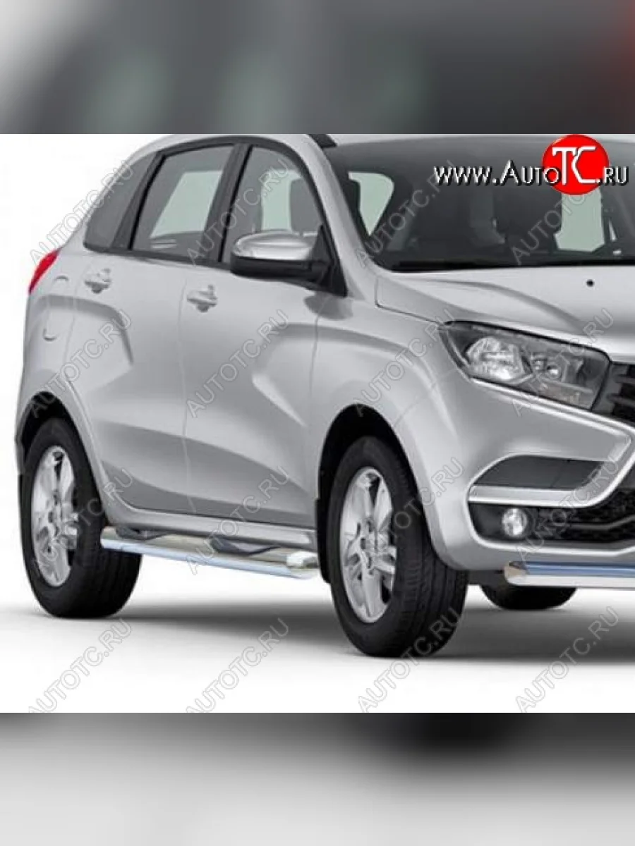 Защита порогов ТехноСфера (Техно Сфера) (нержавейка, с проступью, d76 mm) Лада ВАЗ XRAY (2016-2022)  в Керчи Республика Крым