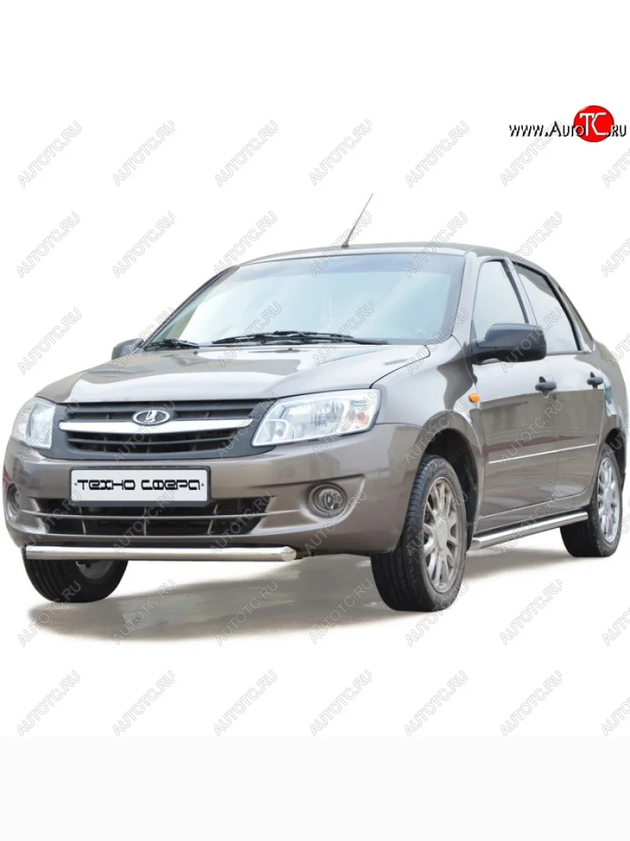 Защита порогов ТехноСфера (Техно Сфера) (Сталь с покрытием, 51 mm) Лада ВАЗ Гранта 2190 седан  дорестайлинг (2011-2017) (цвет: Черный матовый)  в Керчи Республика Крым