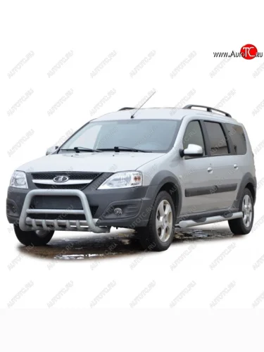 Защита переднего бампера ТехноСфера (Техно Сфера) (высокая с защитой двигателя, Сталь с покрытием, d63.5 mm) Лада ВАЗ Ларгус (2012-2021) дорестайлинг R90