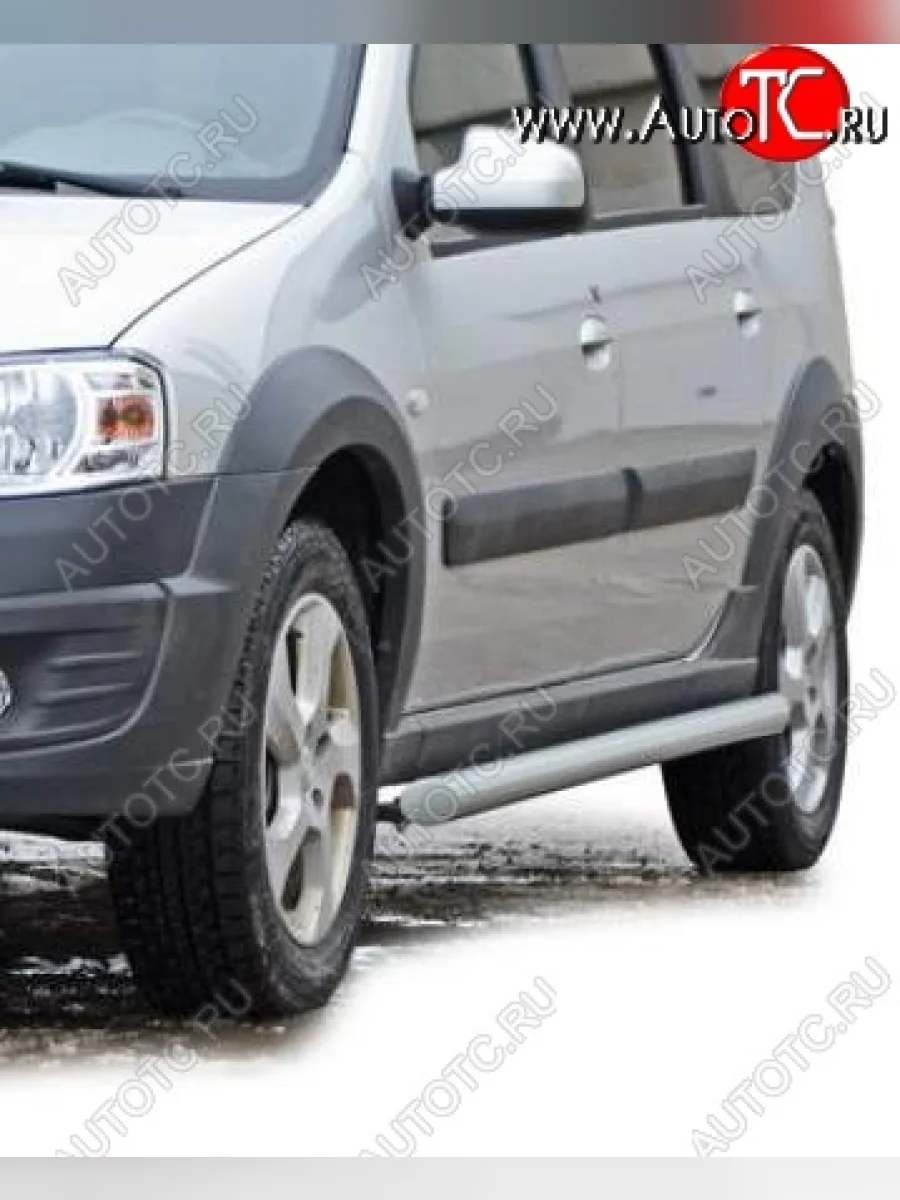 Защита порогов ТехноСфера (Техно Сфера) (Сталь с покрытием, 63.5 mm) Лада ВАЗ Ларгус рестайлинг R90 (2021-2025) (цвет: Серебристый)  в Керчи Республика Крым