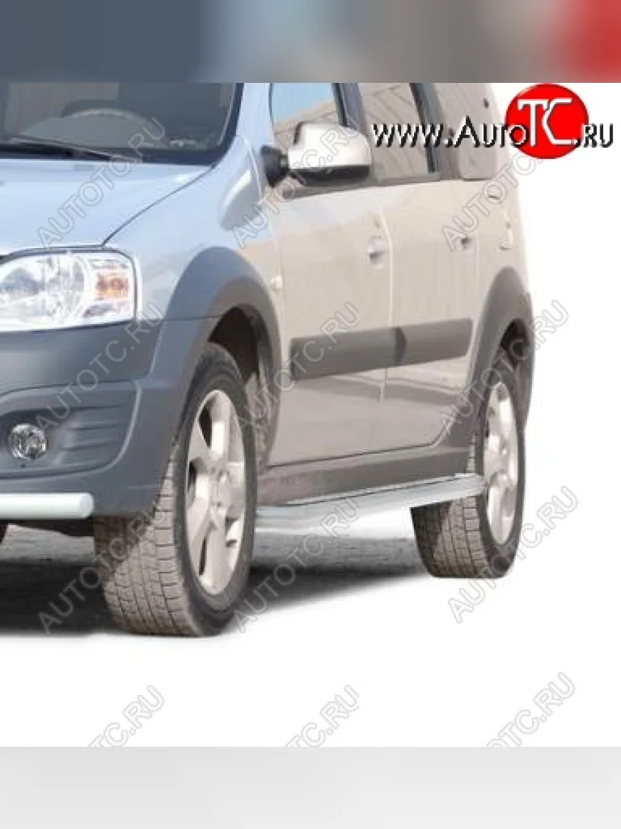 Защита порогов ТехноСфера (Техно Сфера) (нержавейка, с алюминиевым листом, d63.5 mm) Лада ВАЗ Ларгус дорестайлинг R90 (2012-2021)  с доставкой в г. Пермь