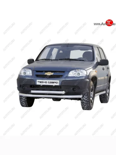 Защита переднего бампера ТехноСфера (Техно Сфера) (двойная, нержавейка, d51/63.5 mm) Chevrolet Niva  2123 (2009-2020), Лада ВАЗ 2123 (Нива Шевроле) (2009-2021)