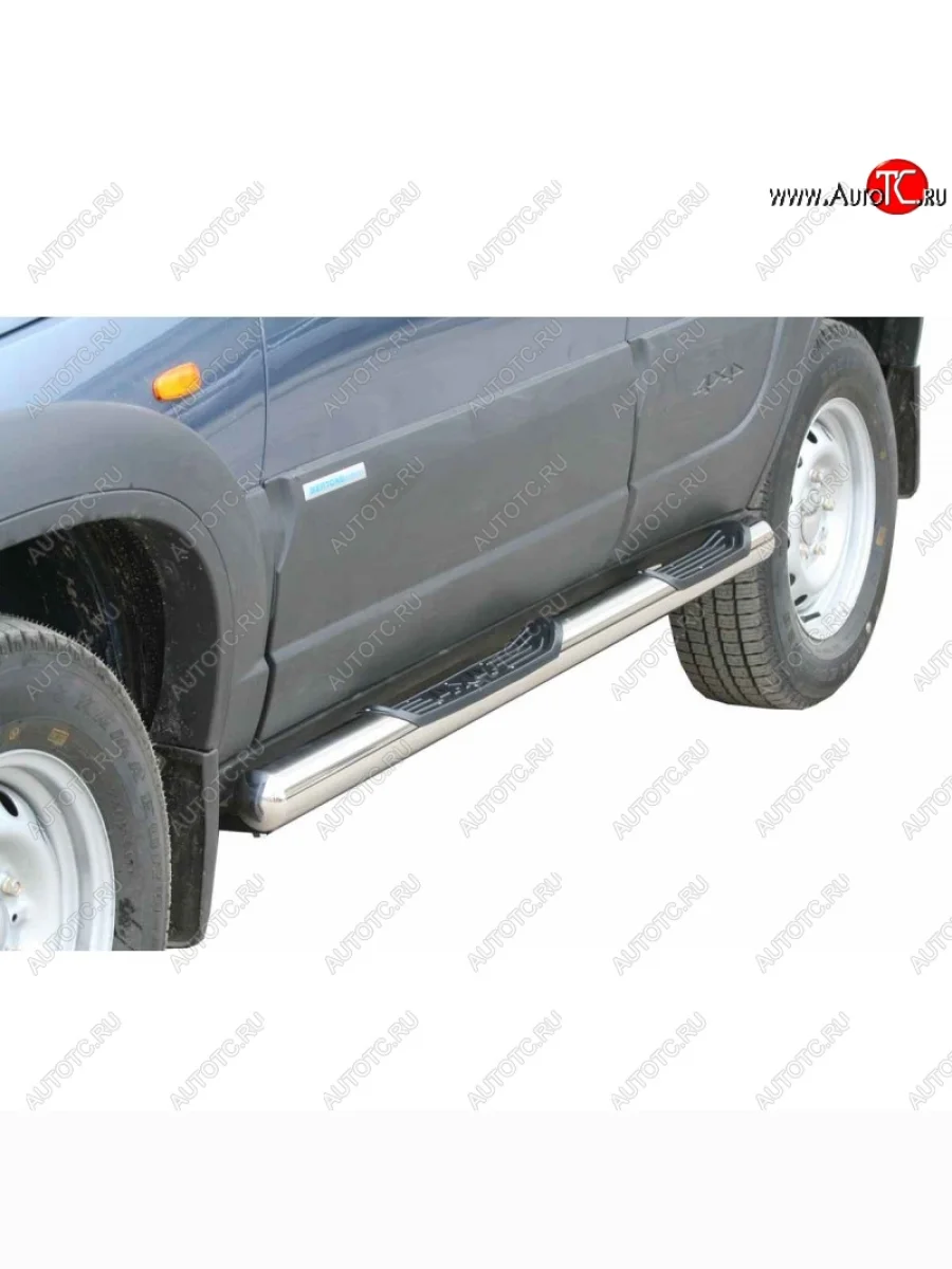 Защита порогов ТехноСфера (Техно Сфера) (нержавейка, с проступью, d76 mm) Лада ВАЗ 2123 (Нива Шевроле) 1 рестайлинг (2009-2020)  в Перми Пермском крае