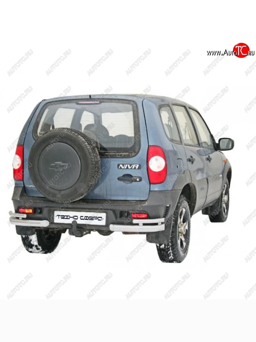 Защита заднего бампера ТехноСфера (Техно Сфера) (нержавейка, уголки двойные, 63.5 mm) Chevrolet Niva 2123 рестайлинг (2009-2020)  в Керчи Республика Крым