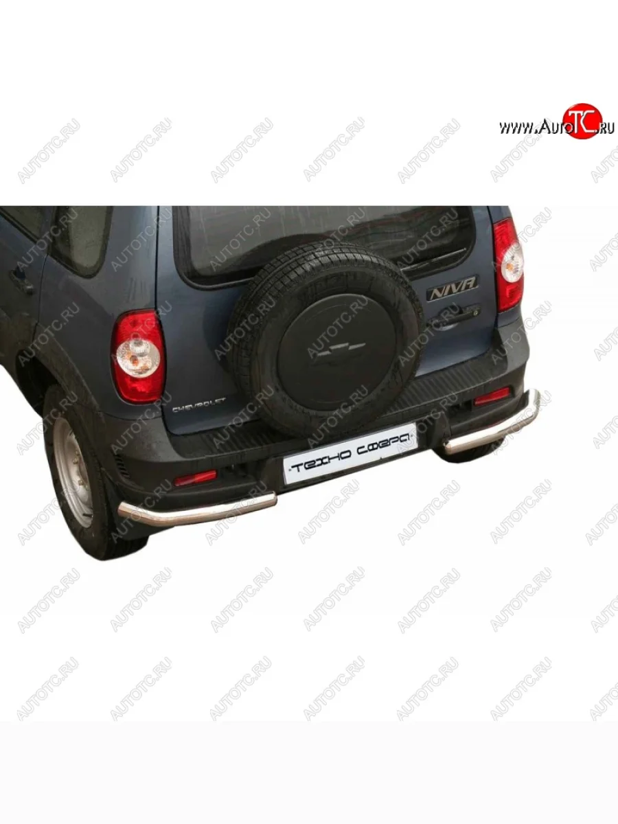 Защита заднего бампера ТехноСфера (Техно Сфера) (нержавейка, уголки, 63.5 mm) Chevrolet Niva 2123 рестайлинг (2009-2020)  в Керчи Республика Крым