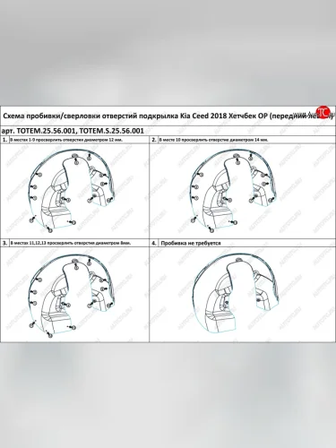 Правый подкрылок передний TOTEM (с шумоизоляцией) KIA Ceed  3 CD (2018-2025) универсал, хэтчбэк