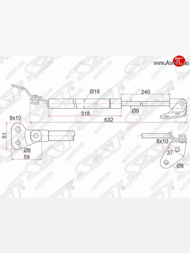 Левый упор багажника SAT Mazda Demio 1 DW дорестайлинг (1996-1999)