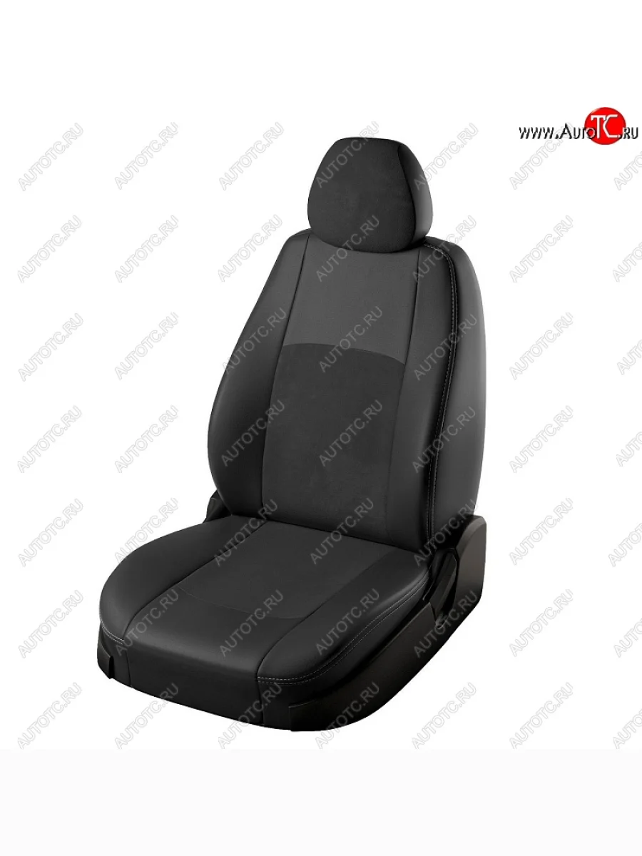 Чехлы для сидений из экокожи и алькантары Lord Auto Турин  Hyundai Accent (1999-2012) 2 LC (Чёрный, вставка синяя)  В Кинешме Ивановской области