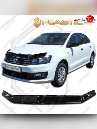 Дефлектор капота CA-Plastic (Classic черный) Volkswagen Polo Mk5 6R,6C,61 седан рестайлинг (2015-2020)