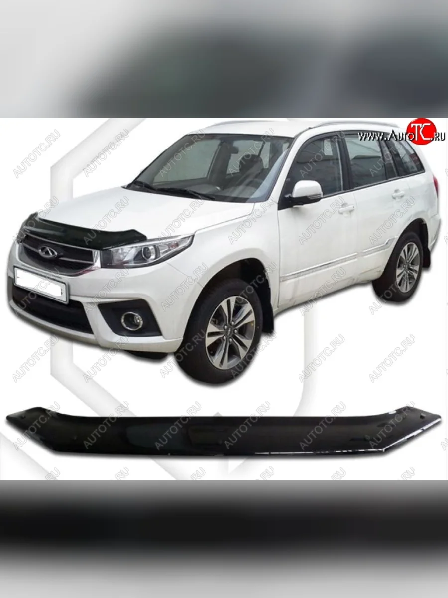 Дефлектор капота CA-Plastic Chery Tiggo 3 (2014-2020) (Classic черный, Без надписи)  в Перми Пермском крае