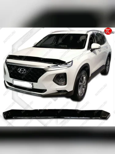 Дефлектор капота CA-Plastic (Classic черный) Hyundai Santa Fe TM рестайлинг (2020-2022)