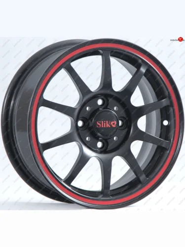 Кованый диск Slik Classik 6x14 (Черный глянцевый с красным ободом) (Цвет: Черный глянцевый с красным ободом) 
