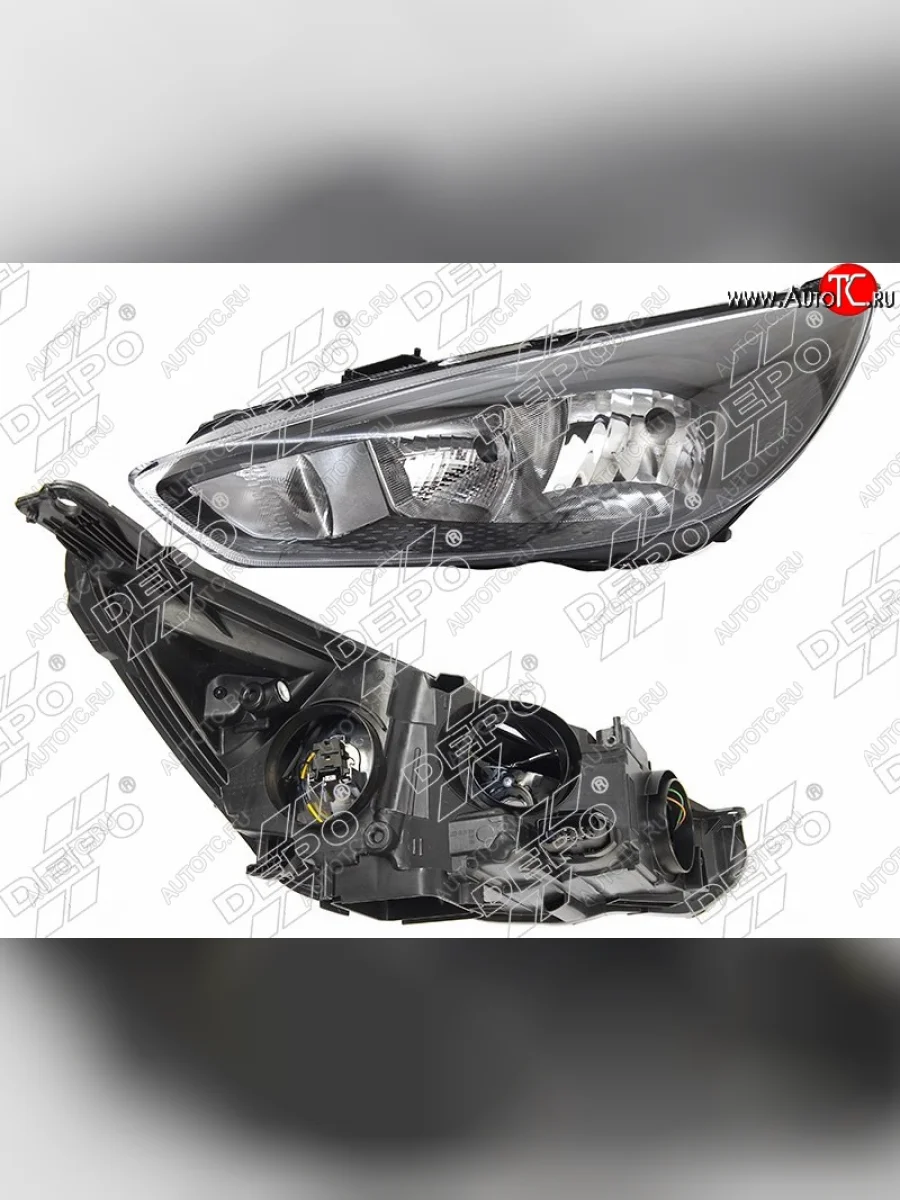 Левая фара DEPO (черная, с электрокорректором) Ford Focus 3 седан рестайлинг (2014-2019)  с доставкой в г. Керчь