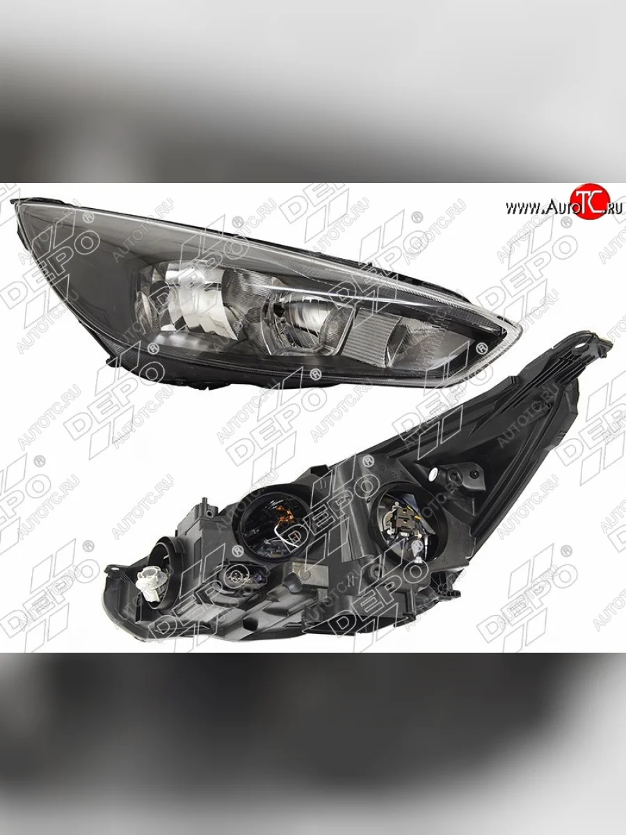 Правая фара DEPO (черная, диодная, с электрокорректором) Ford Focus 3 седан рестайлинг (2014-2019)  с доставкой в г. Керчь