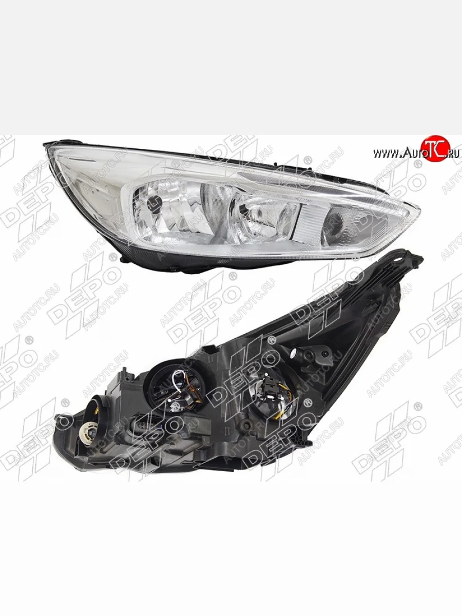Правая фара DEPO (хром, диодная, с электрокорректором) Ford Focus 3 седан рестайлинг (2014-2019)  с доставкой в г. Керчь