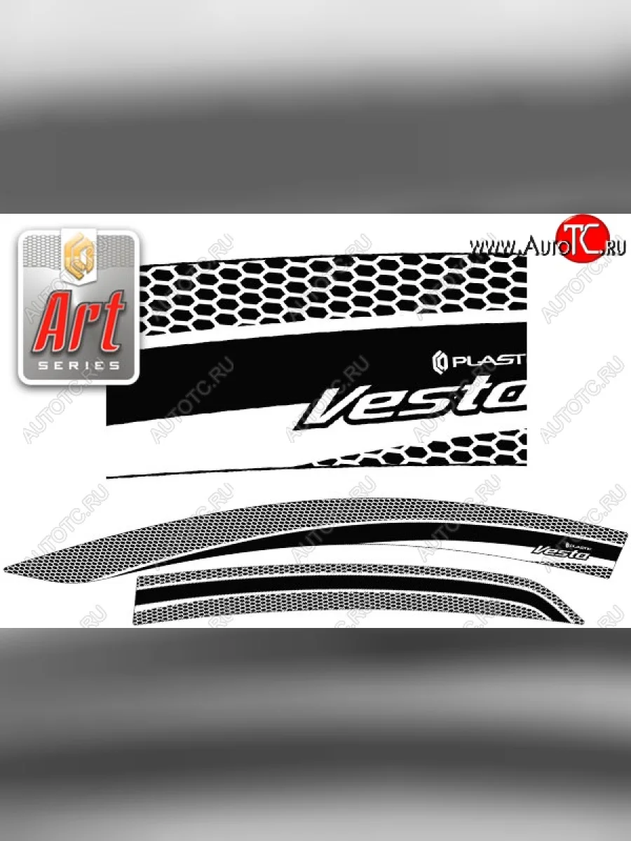 Дефлектора окон CA-Plastiс Лада ВАЗ Веста 2180 седан дорестайлинг (2015-2023) (Серия Art графит, Без хром.молдинга)  в Самаре Самарской области
