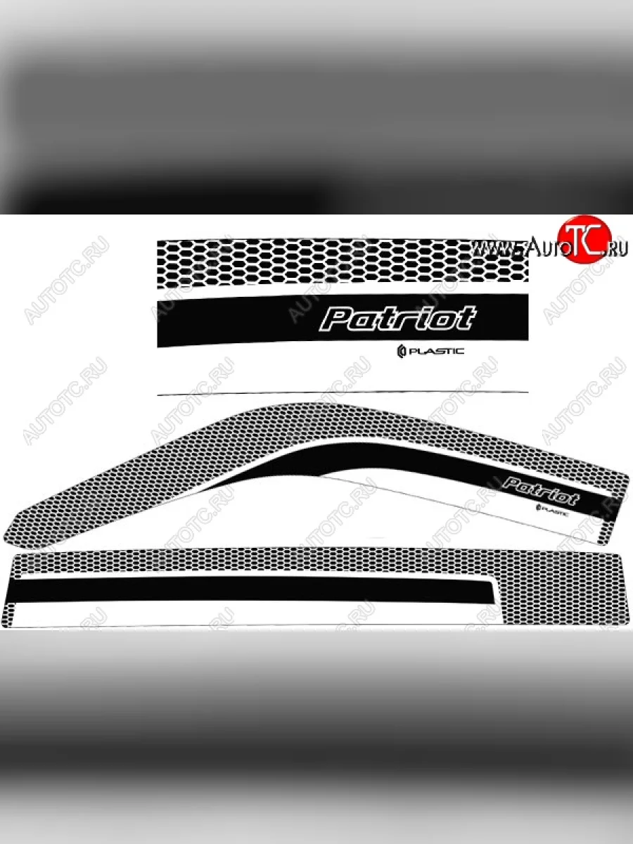 Дефлектора окон CA-Plastic Уаз Патриот 3163 5 дв. 2-ой рестайлинг (2017-2025) (Серия Art черная, Без хром.молдинга)  в Самаре Самарской области