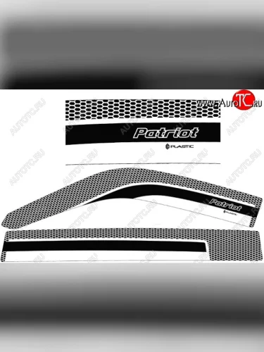 Дефлектора окон CA-Plastic (Серия Art черная) Уаз Патриот 23632 дорестайлинг пикап (2008-2014)