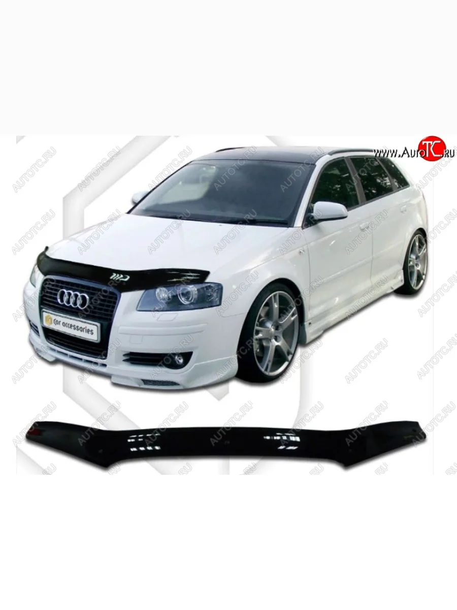 Дефлектор капота CA-Plastiс Audi A3 8PA хэтчбэк 5 дв. 1-ый рестайлинг (2004-2008) (Classic черный, Без надписи)  в Перми Пермском крае