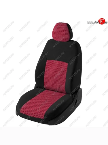 Чехлы для сидений Lord Autofashion Дублин (жаккард) (Черный, вставка Рогожка (красный)) Chevrolet Aveo T300 хэтчбек (2011-2015)