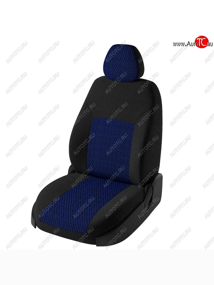 Чехлы для сидений Lord Autofashion Дублин (жаккард) Chevrolet Aveo T300 хэтчбек (2011-2015) (Черный, вставка Рогожка (синий))  в Керчи Республика Крым