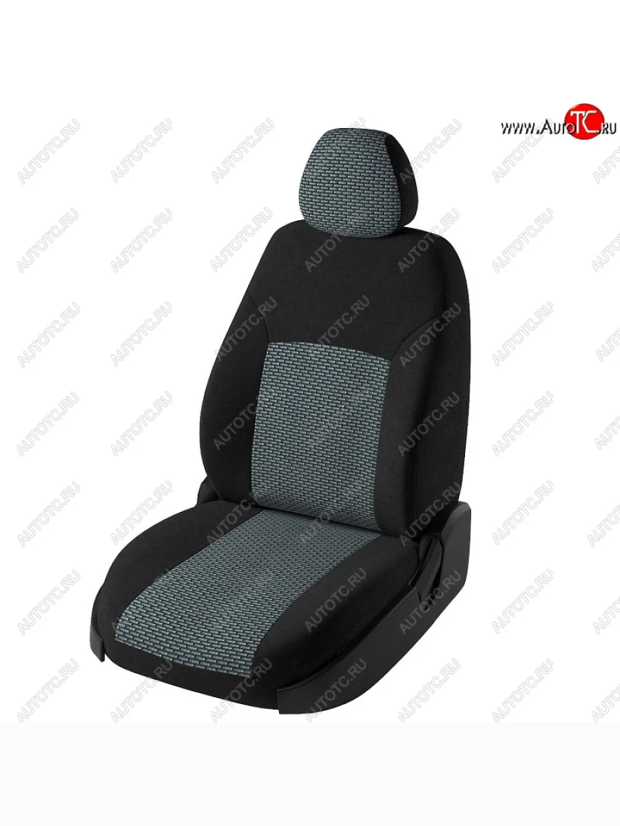 Чехлы для сидений Lord Autofashion Дублин (жаккард, спинка 60/40, 2 Г-образных подголовника) Hyundai Creta GS дорестайлинг (2015-2019) (Черный, вставка Сеул серый)  в Керчи Республика Крым