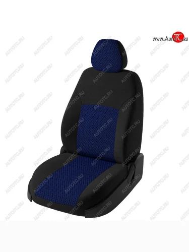 Чехлы для сидений Дублин (жаккард) (Черный, вставка Рогожка - синий) Toyota Corolla ( E150,  E140) (2006-2013) седан дорестайлинг, седан рестайлинг