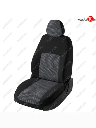 Чехлы для сидений (Комфорт) Lord Autofashion Дублин (жаккард, раздельная спинка) (Черный, вставка Ёж белый) Лада ВАЗ Гранта FL 2191 лифтбек (2018-2025)