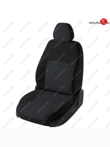 Чехлы для сидений (Стандарт) Lord Autofashion Дублин (жаккард, сплошная спинка) (Черный, вставка Прямоугольник чёрный) Лада ВАЗ Гранта FL 2191 лифтбек (2018-2025)