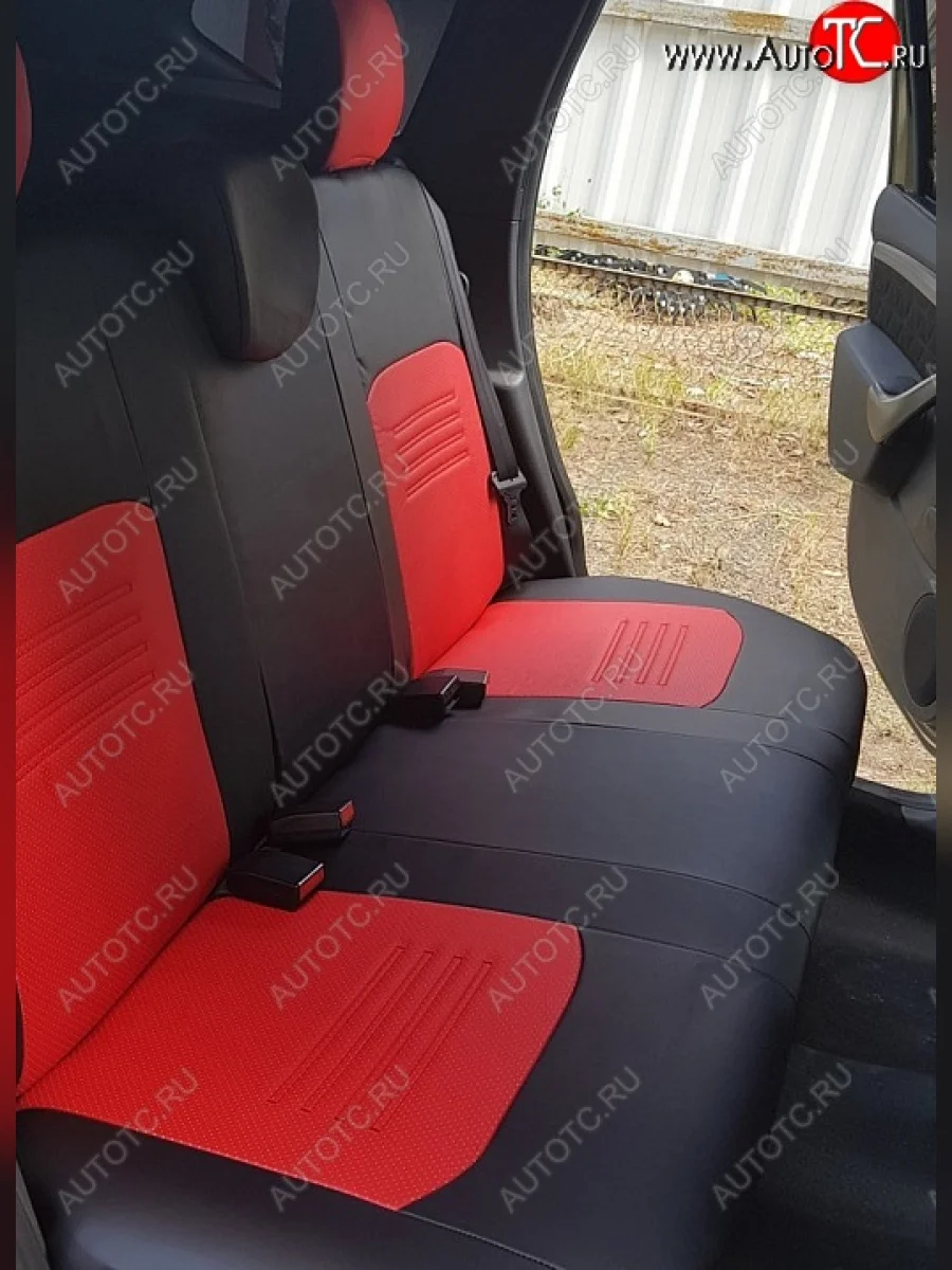 Чехлы для сидений Lord Autofashion Турин (экокожа) Daewoo Matiz M100 дорестайлинг (1998-2000) (Чёрный, вставка красная)  в Воронеже Воронежской области