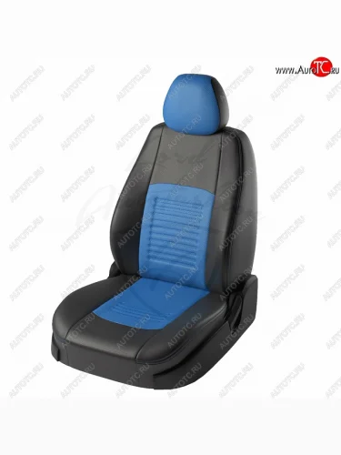 Чехлы для сидений Lord Autofashion Турин (экокожа) (Чёрный, вставка синий) Daewoo Matiz M100 дорестайлинг (1998-2000)