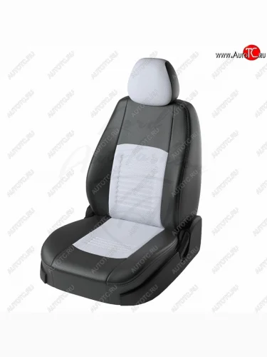 Чехлы для сидений Lord Autofashion Турин (экокожа) (Чёрный, вставка белая) KIA Rio 2 JB дорестайлинг седан (2005-2009)