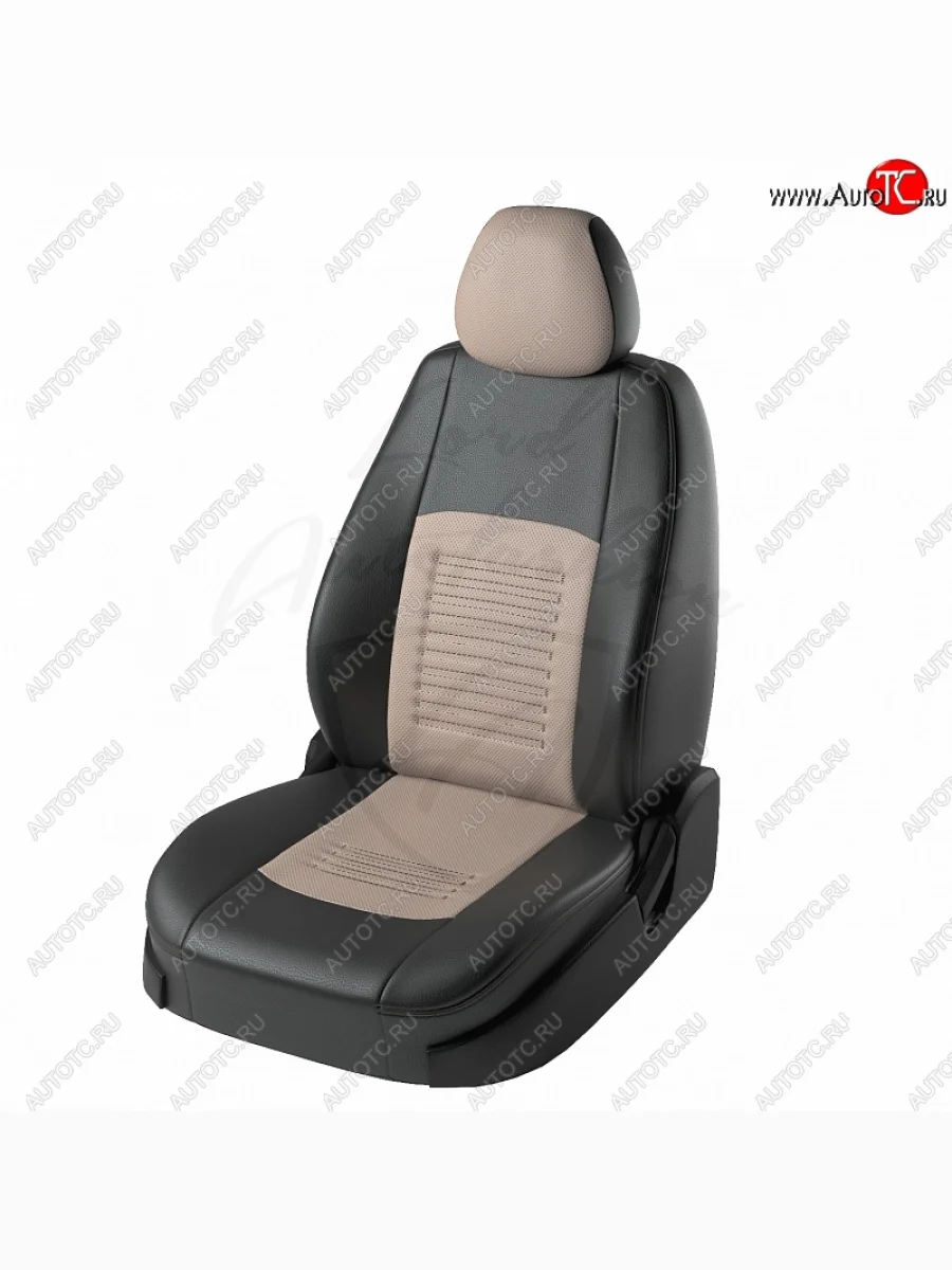 Чехлы для сидений Lord Autofashion Турин (экокожа) KIA Spectra (2000-2009) (Чёрный, вставка бежевая)  в Воронеже Воронежской области