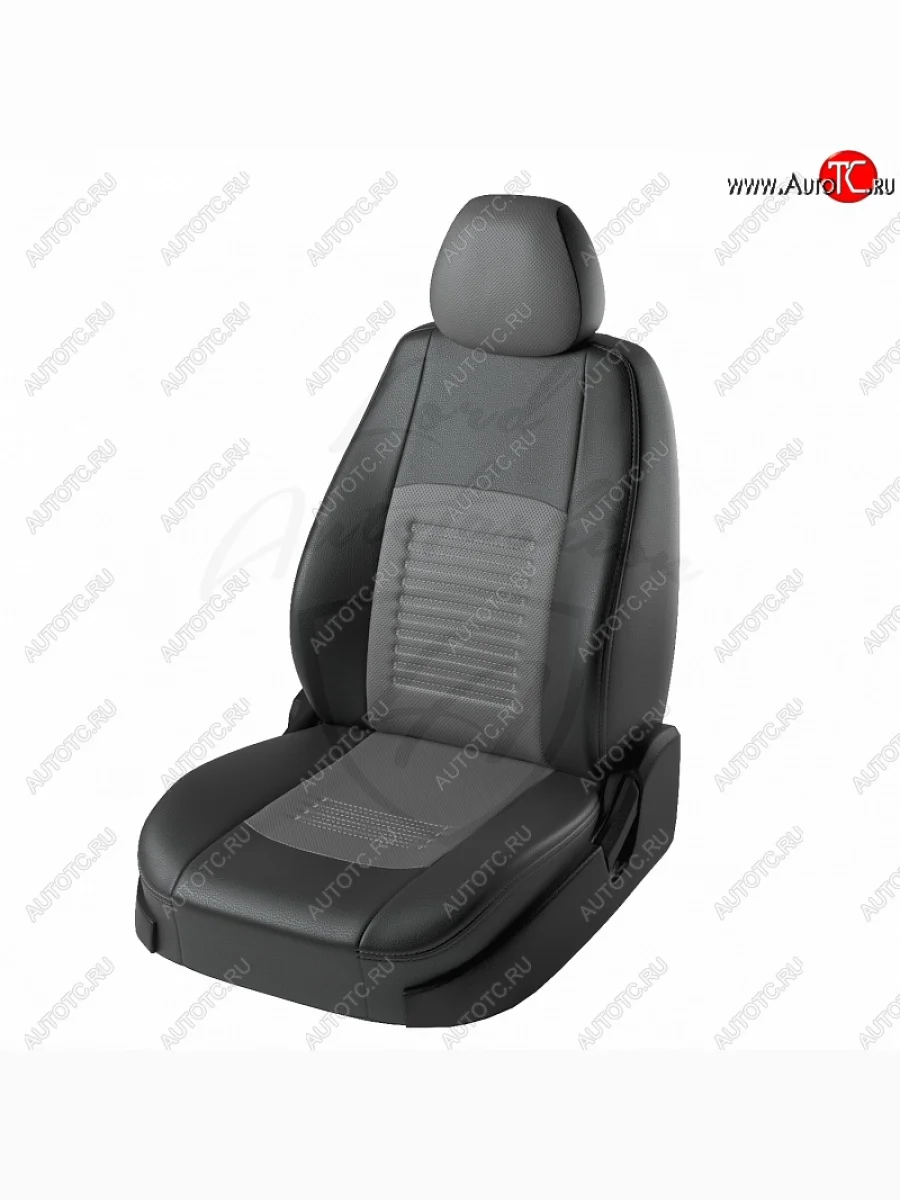 Чехлы для сидений Lord Autofashion Турин (экокожа) Toyota Corolla E180 дорестайлинг (2013-2016) (Чёрный, вставка серая)  в Воронеже Воронежской области
