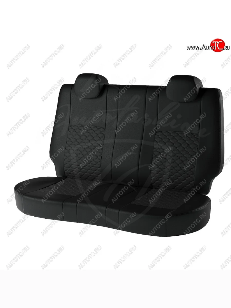Чехлы для сидений Lord Autofashion Турин Соты (экокожа)  KIA Rio (2017-2025) X-line, X (Чёрный, вставка чёрная, строчка чёрная)  В Кинешме Ивановской области