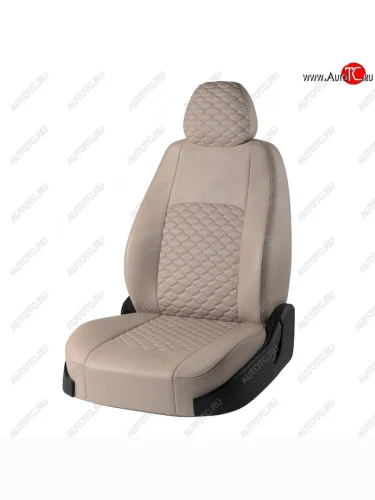 Чехлы для сидений Lord Autofashion Турин Соты (экокожа) (Бежевый, вставка Бежевая, строчка Бежевая) Лада ВАЗ Веста  SW 2181 - Веста NG  SW 2181