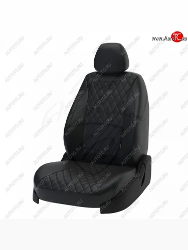 Чехлы для сидений (отдельные бока) Lord Autofashion Байрон (экокожа) (Чёрный, вставка чёрная, строчка чёрная) Mazda 6 GH дорестайлинг седан (2007-2010)